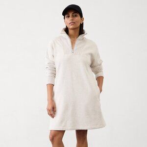 EUC NWOT Athleta XS Cozy Karma 1/2 Zip Dress Light Grey